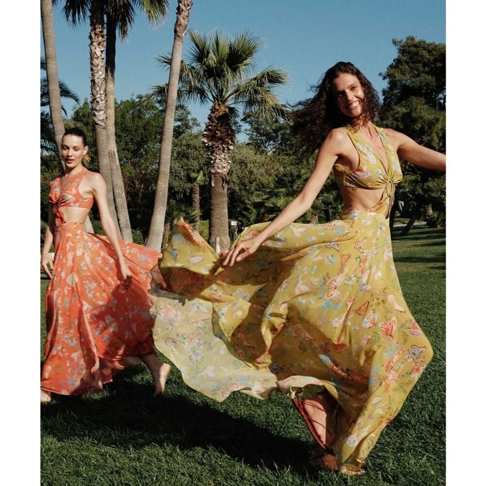 My Beachy Side Butterfly Cut Out Green Dress - Size Small